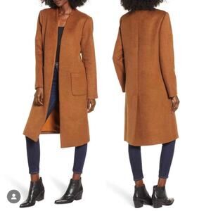 Mural Coat, Camel, Sz S, Wool Blend Duster, Eye & Hook Closure Classic, Trench
